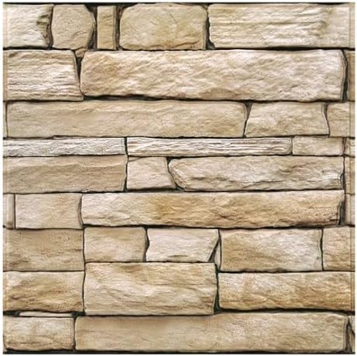 3D Faux Stone Wall Panels Peel and Stick, 10 Pcs 11.8" x 11.8", Stone-Look Te…