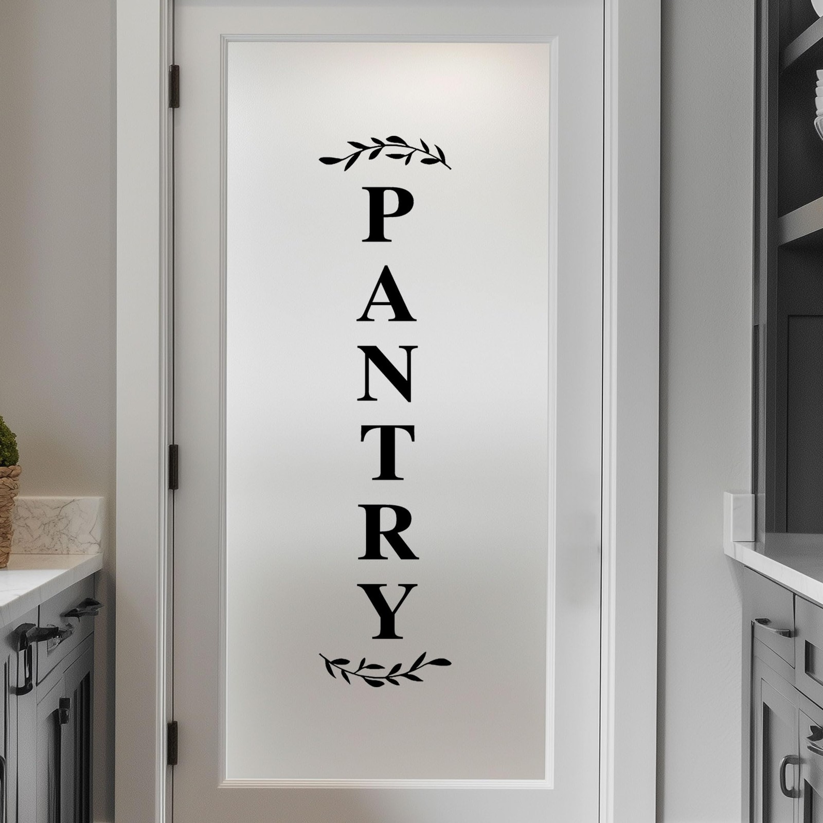 Pantry Door Decal – Black Vinyl Kitchen Sticker – 27.5 x 6.6 in,