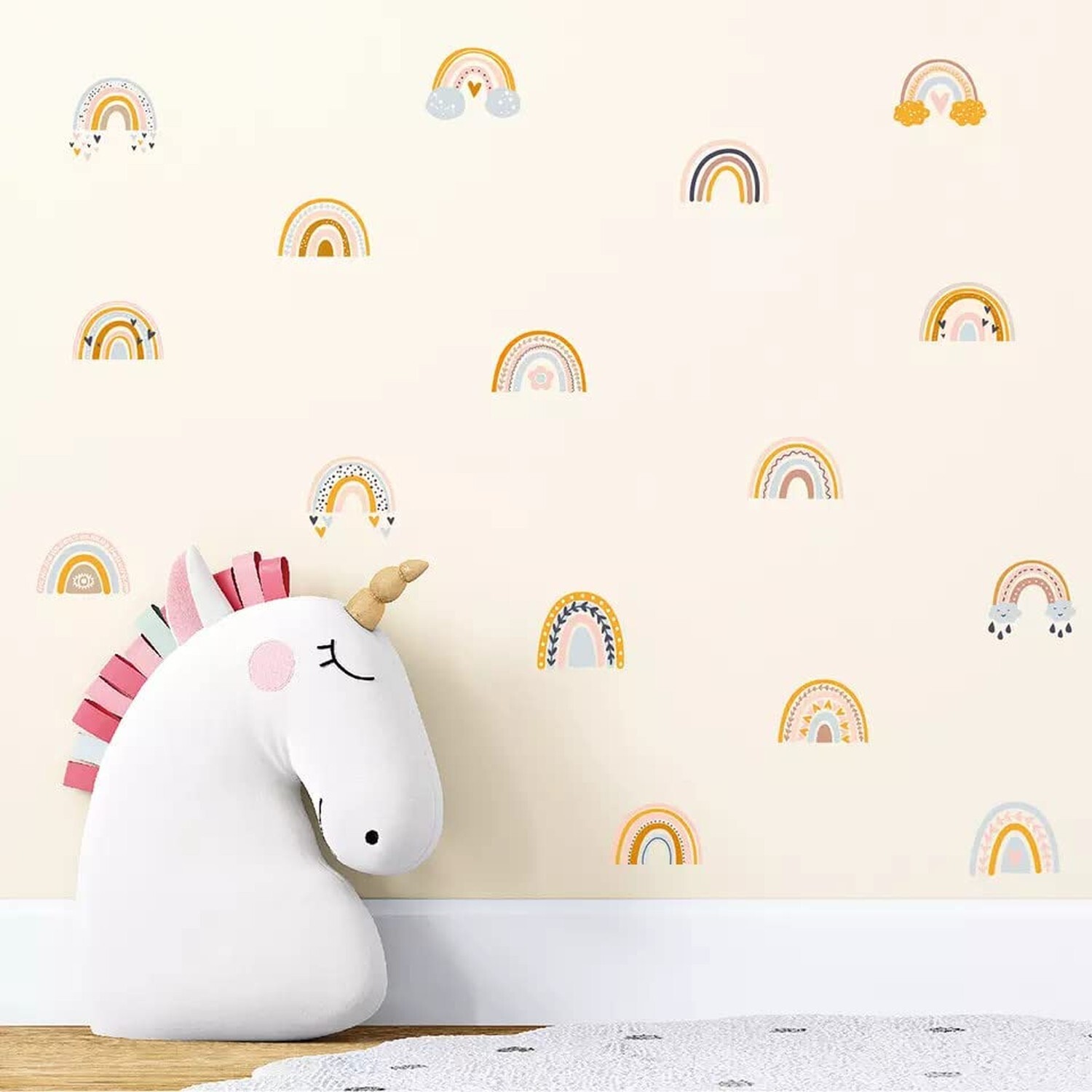 Resin & Reed Boho Rainbow Wall Decals, 4-inch Rainbows… (Single- 24 Rainbo