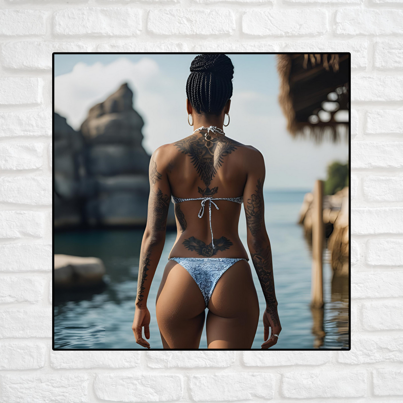 Pinup girl sticker vinyl decal sexy seductive bikini tattoo African American