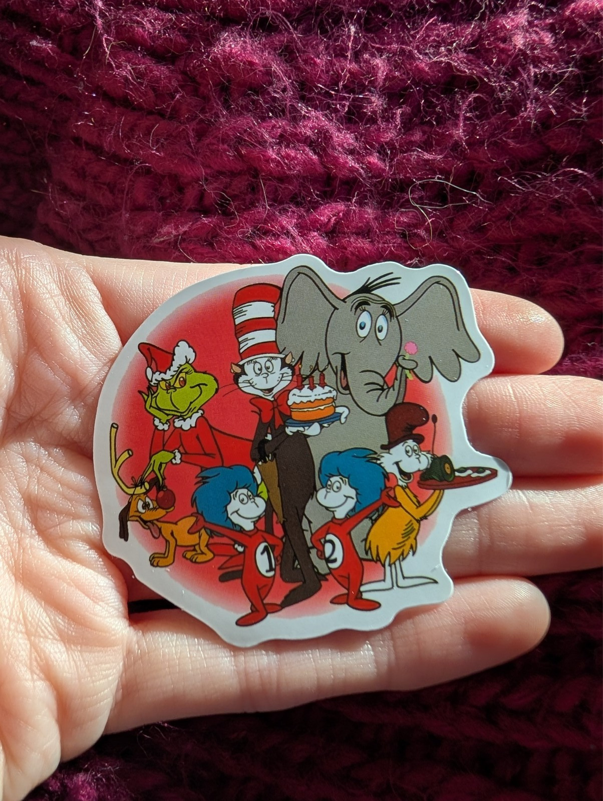 Dr. Seuss Sticker, Thing 1, Thing 2, Horton, Cat in hat, Grinch, Sam I am