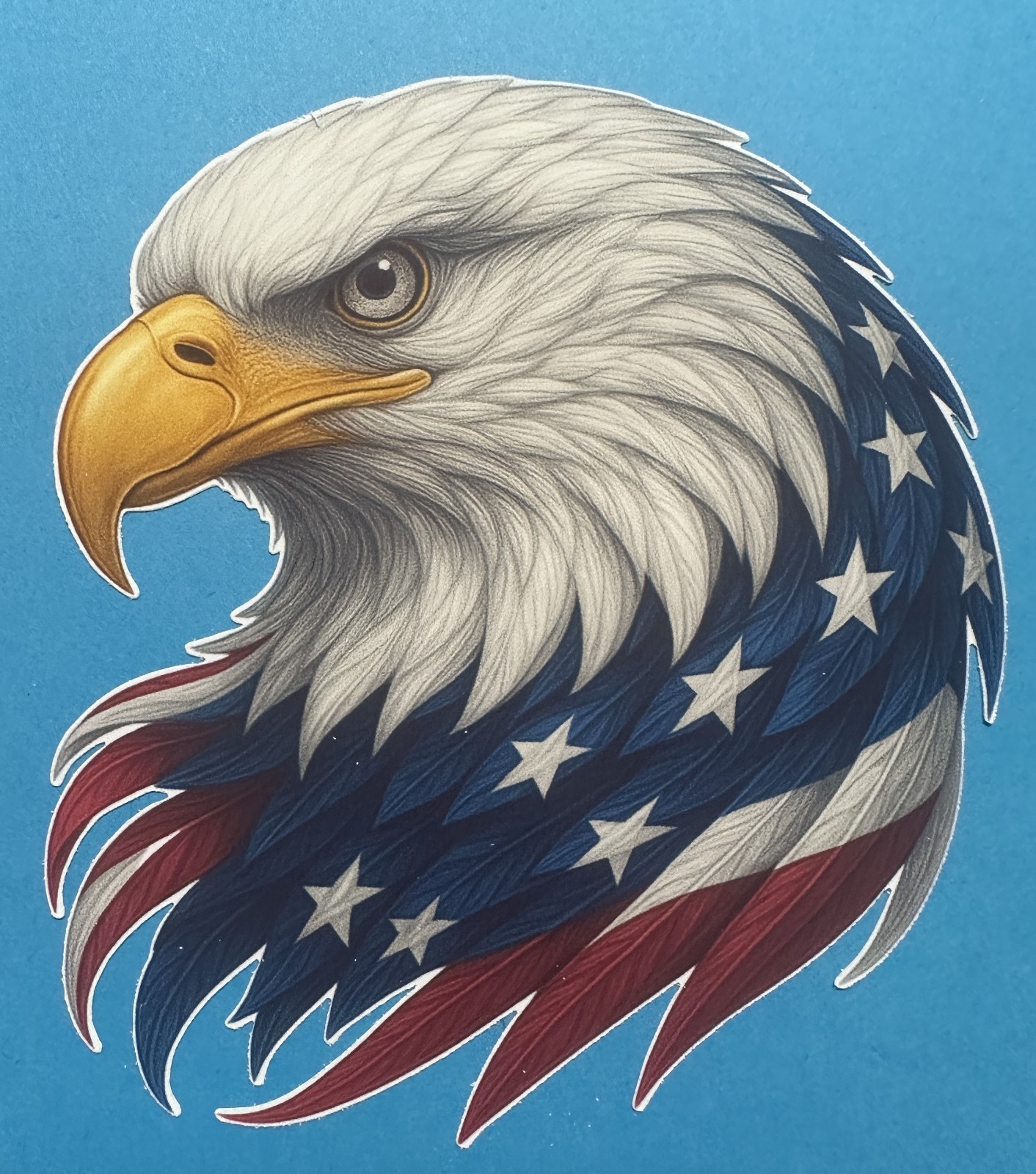 3 Inch American Eagle Flag Vinyl Sticker USA Patriotic