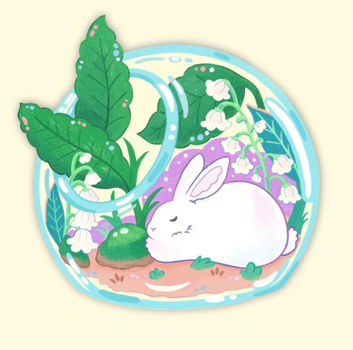 Rabbit Terrarium Sticker – Transparent – Vinyl
