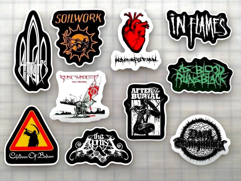 Death Metal Sticker Lot (10 Pack) SET 5 black in flames at the gates soilwork