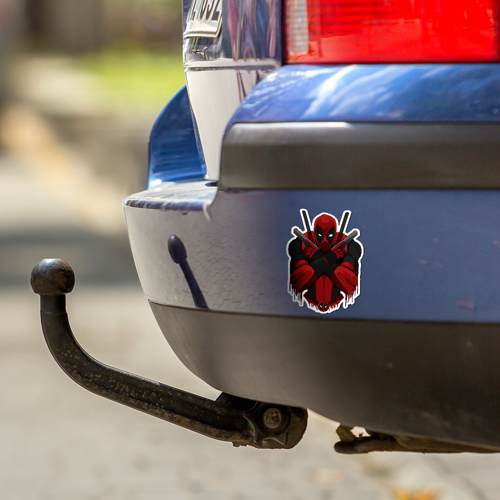 Deadpool Adhesive Vinyl Decal, Weatherproof Sticker 5"W x 5"H