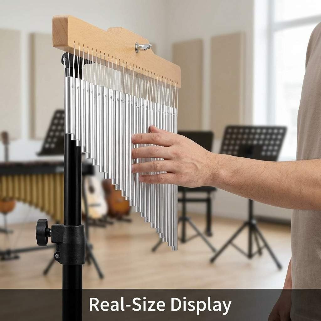 QWORK 36 Tones Musical Chimes Instruments with 2.3-4.2 ft Adjustable silver