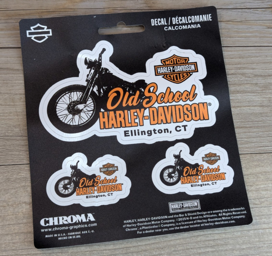 Old School Harley-Davidson Ellington CT Decal Sheet 1 LG 2 SM Chroma 2025