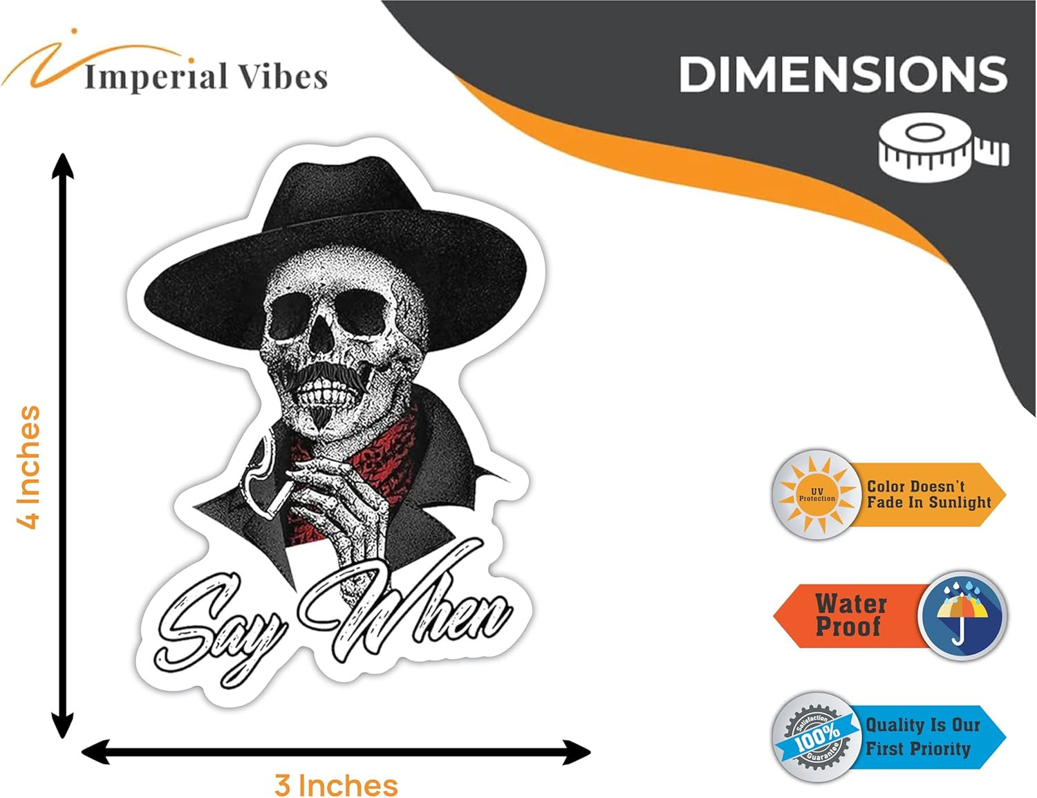 Doc Holiday Skull Sticker – 3 Pcs Waterproof Removable Decal for Home, Car, Lapt