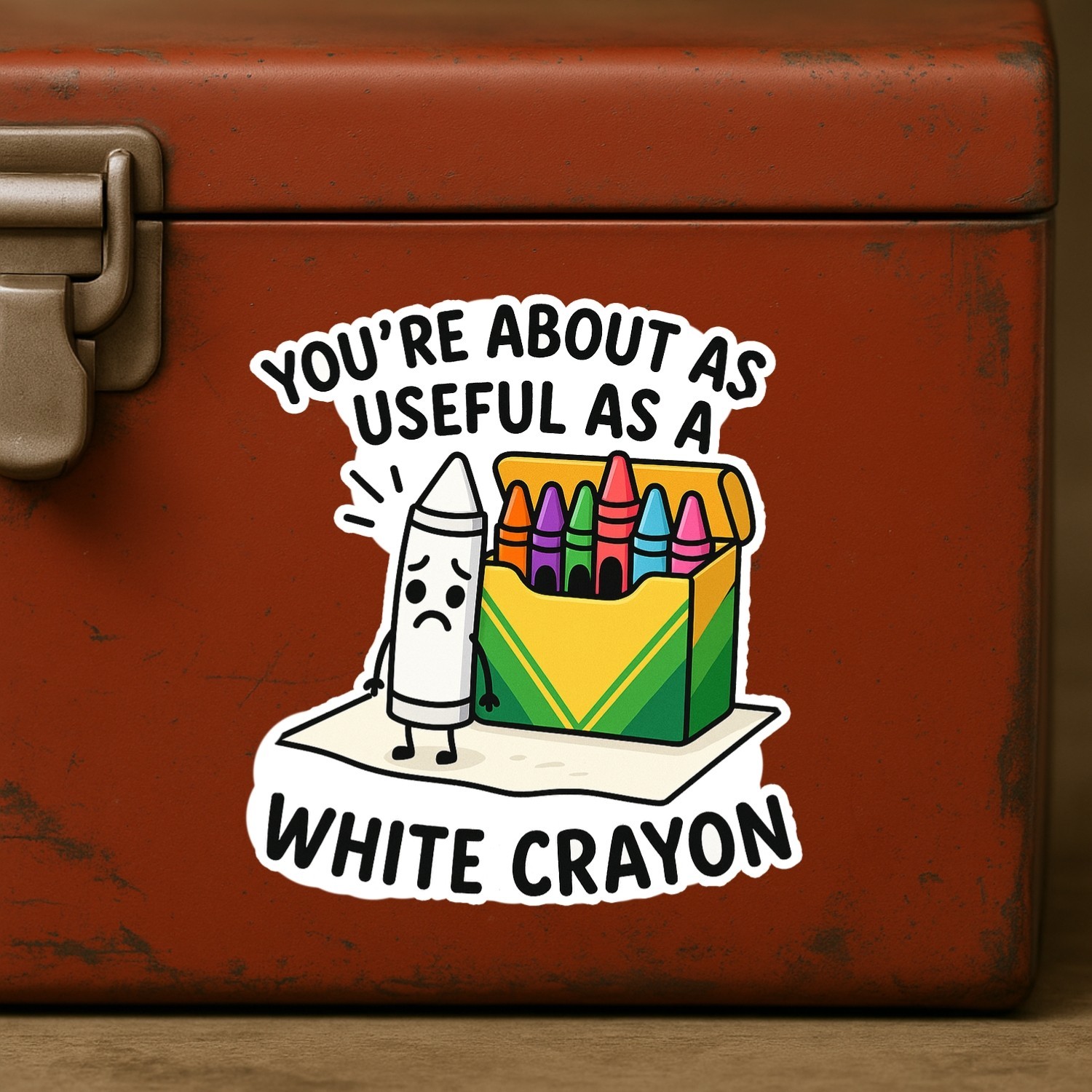 Sarcastic White Crayon Sticker 4-Pack: Waterproof Vinyl Decals