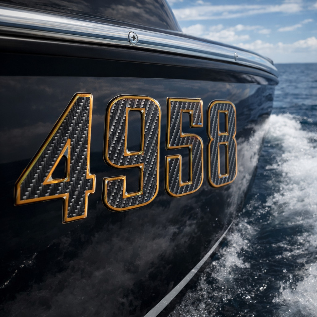 Carbon Fiber Bronze Boat & Jet Ski Registration Numbers 3D Raised Waterproof 3"