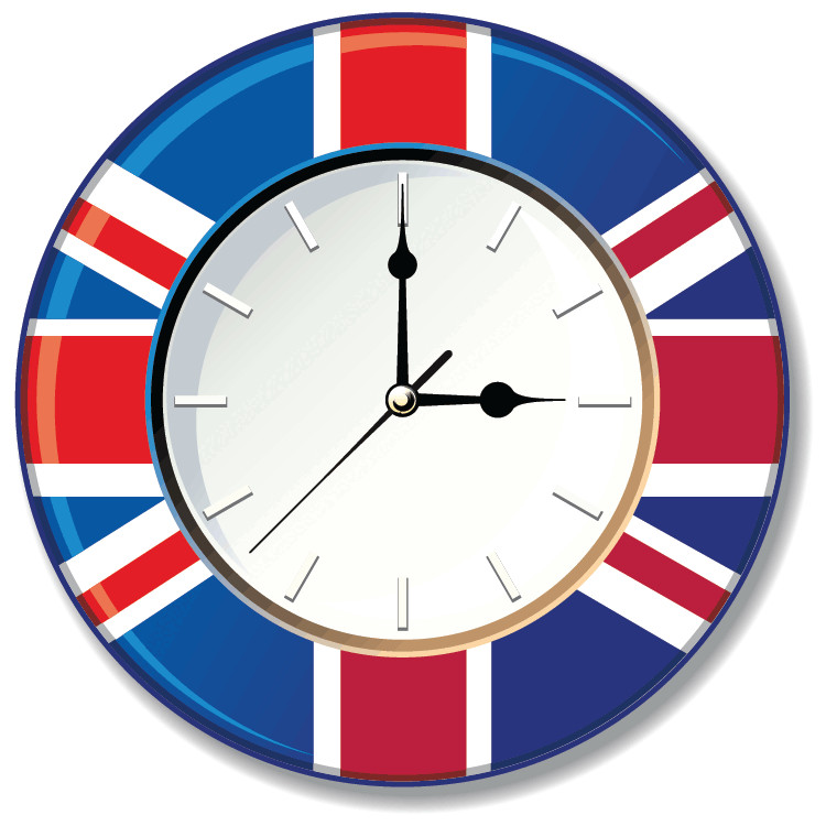 United Kingdom Clock With National Flag Car Bumper Sticker Decal