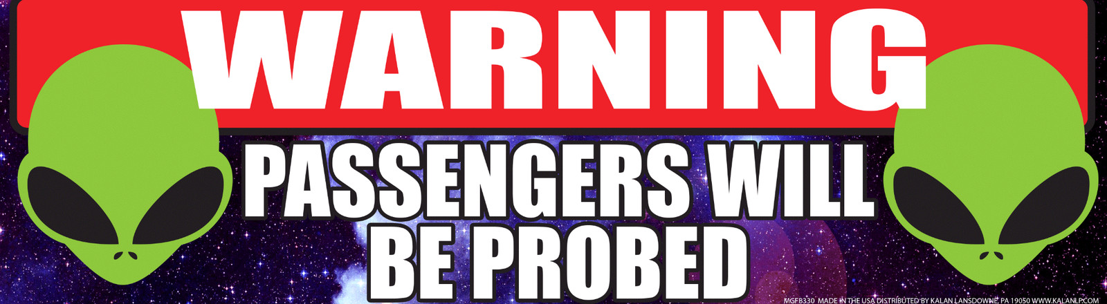 "Warning – Passengers Will Be Probed" Alien Bumper Car Magnet – Made in the USA