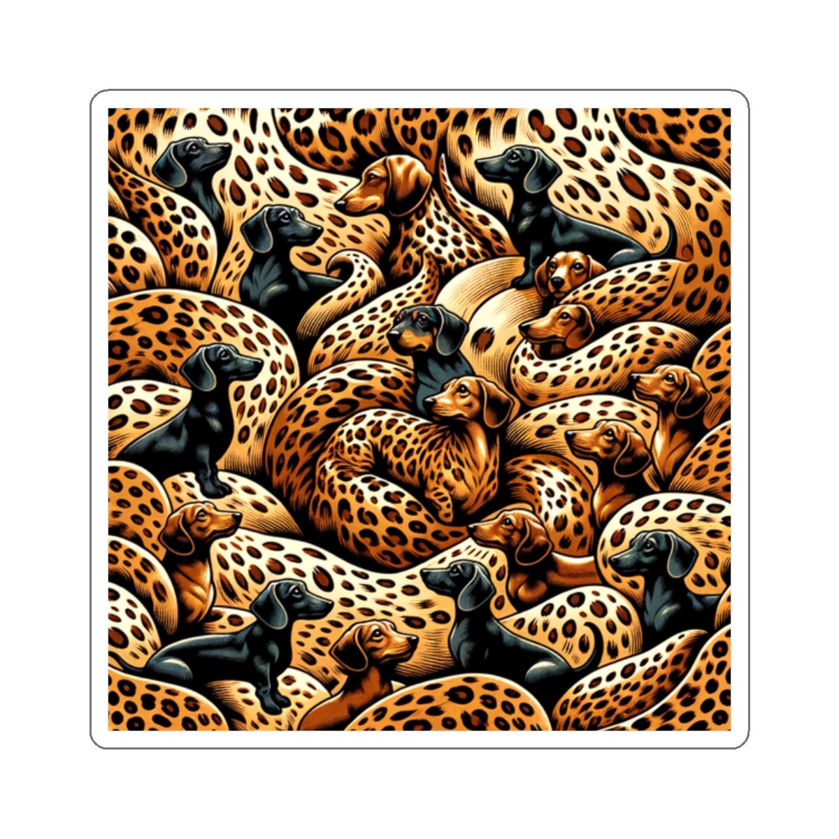 Sticker Dachshund Animal Print Modern Design 2×2 3×3 4×4 6×6
