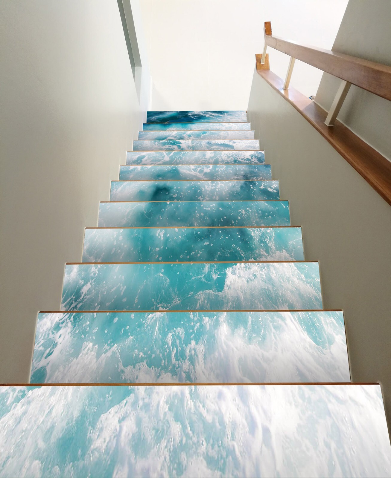 3D Ocean Waves W001 Stairs Risers Decoration Photo Mural Vinyl Wallpaper Vera