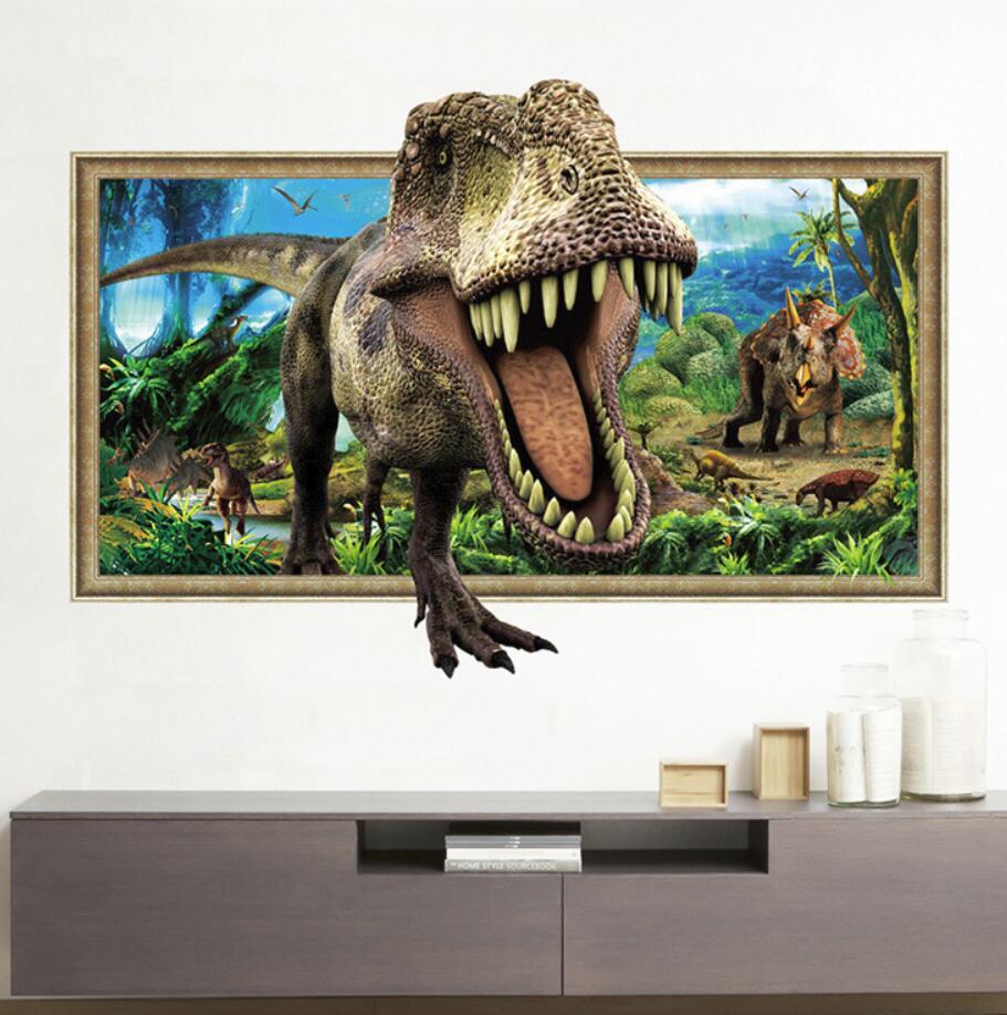 NEW 3D dinosaur T rex Removable Wall Stickers Decal Kids bed room Home Decor USA