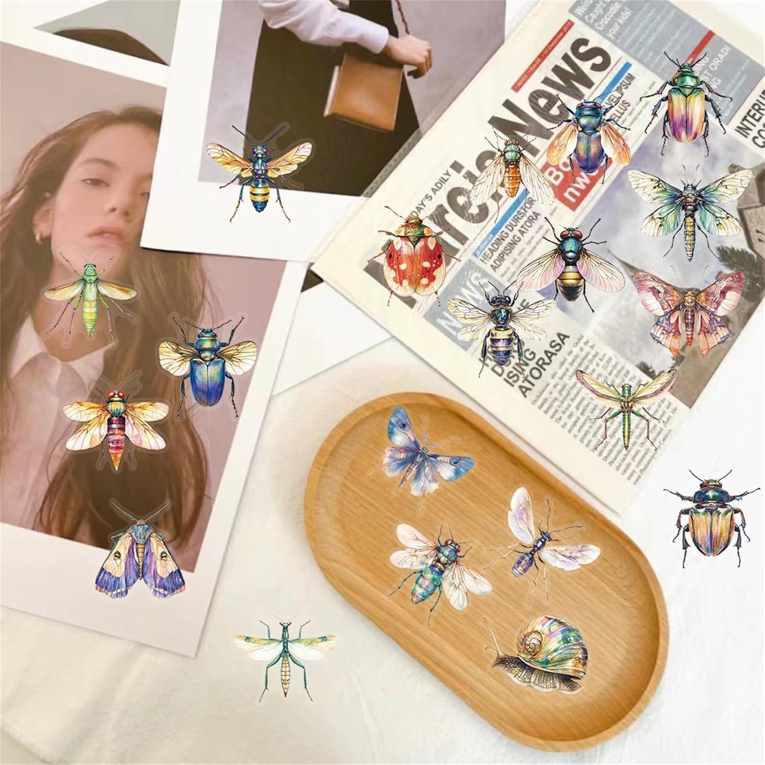50PCS Insect Stickers PET Transparent Stickers Lifelike Insect Decals Waterproof
