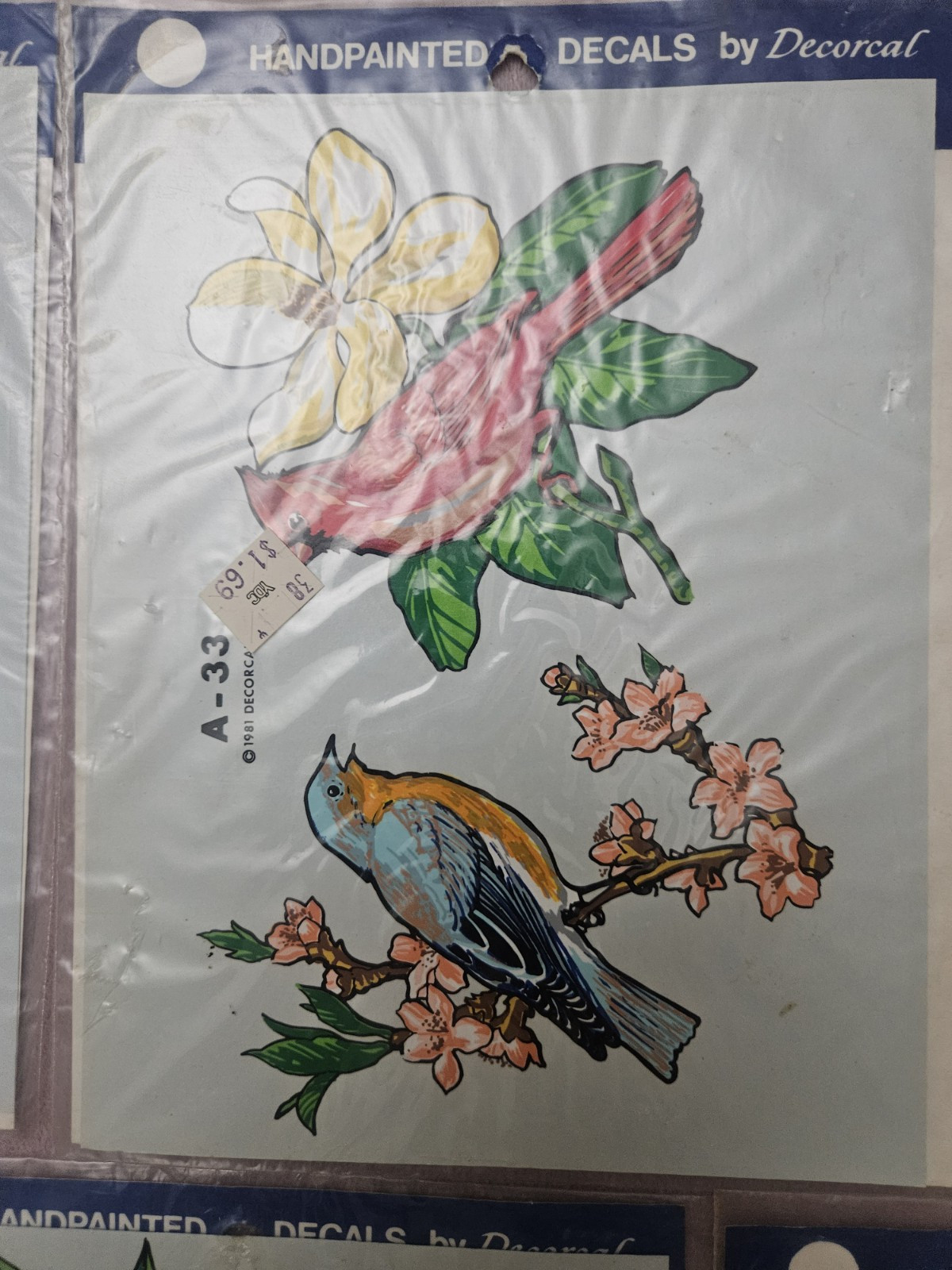 Vtg Hand Painted Decals By Decoral Owl Bird Flower Duck Swan Pineapple Lot Of 7