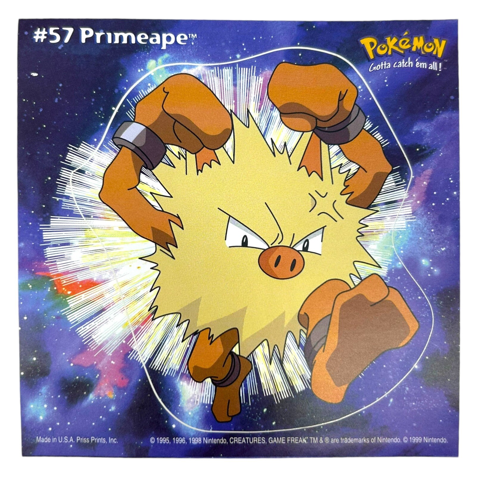 Pokemon Collect ’em Stick-Ups Primeape #57 Large 4” Sticker Priss Prints