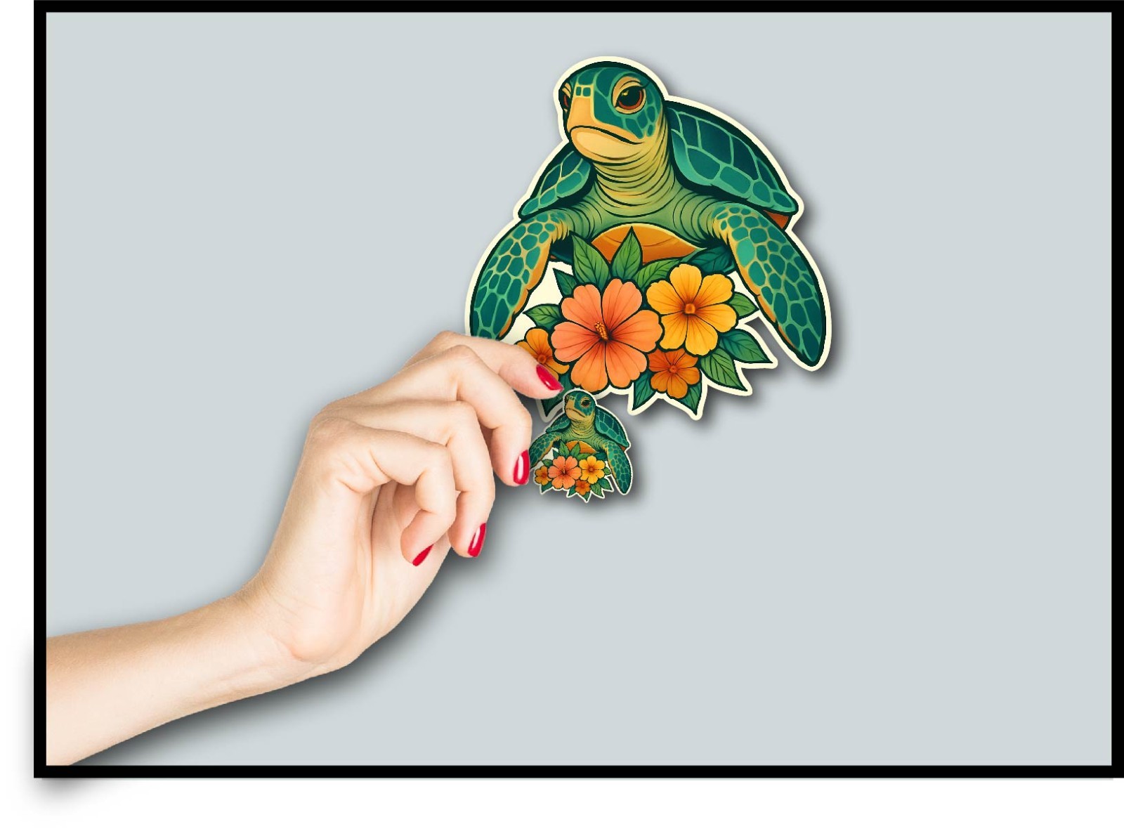 Sea Turtle & Hibiscus Decal Sticker Ocean Wildlife Life Beach Tropical Hawaii