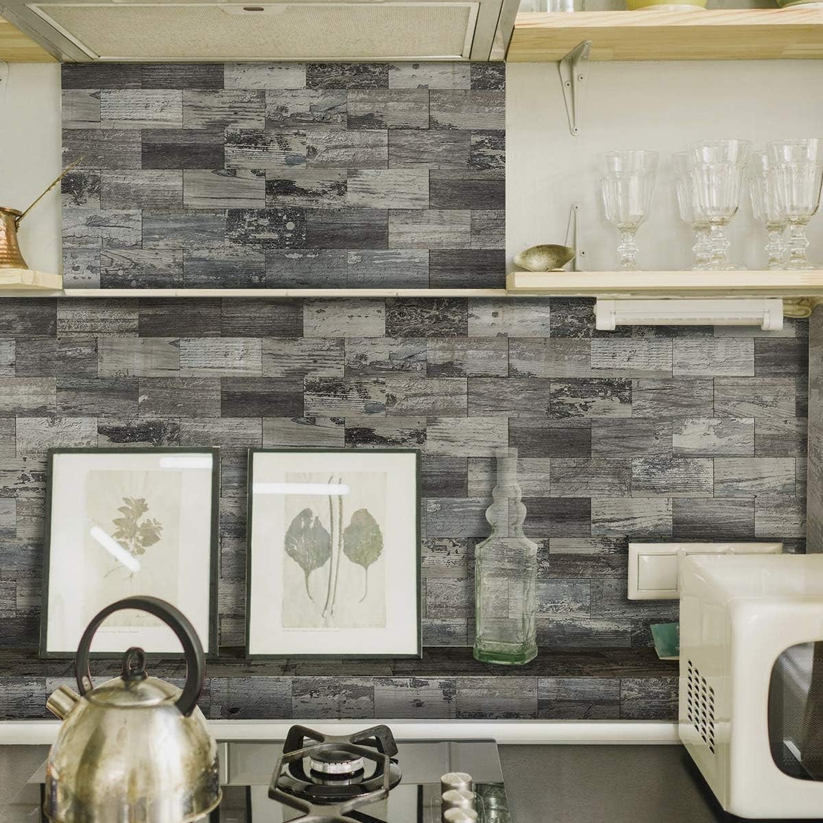 Peel and Stick Wall Panels Green Wood Argyle 5 Sheets Waterproof DIY Backsplash