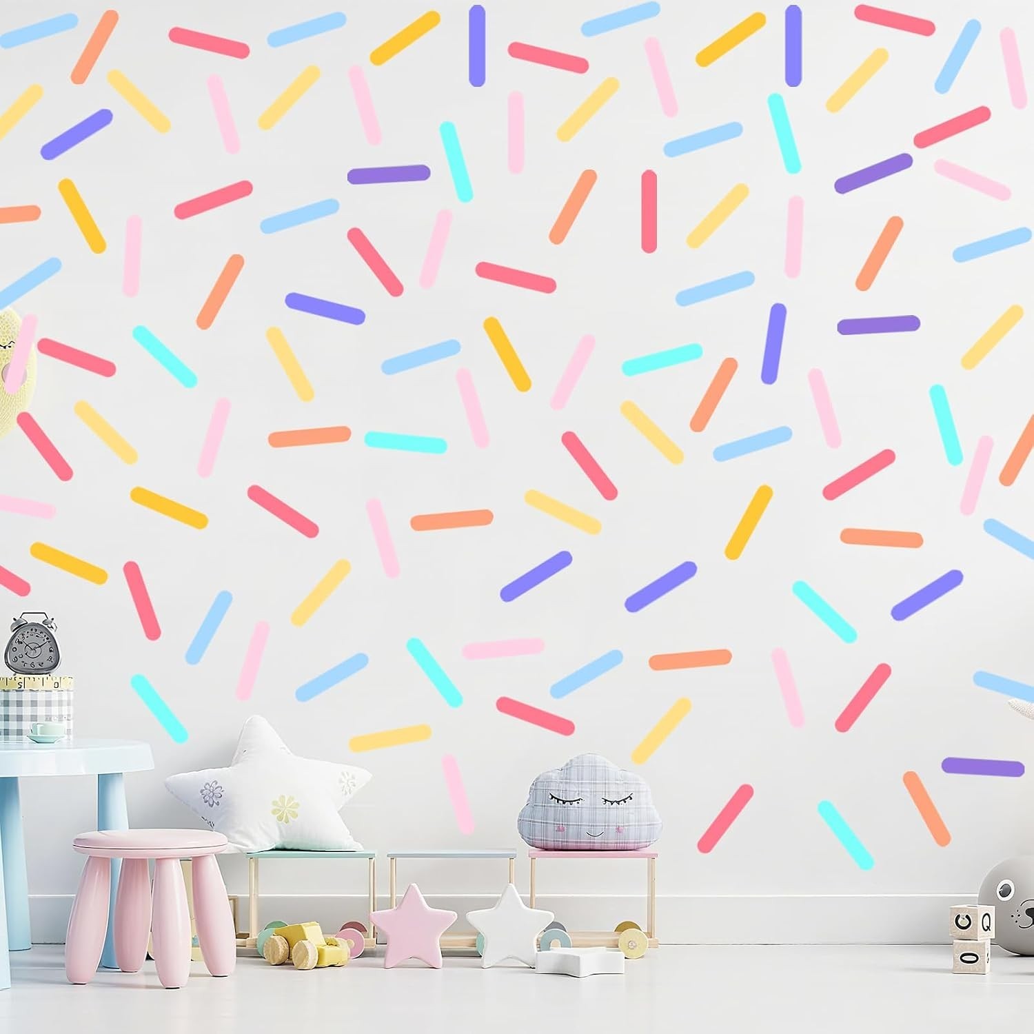 300 Pcs Confetti Wall Decals – Peel and Stick Sprinkle Vinyl Stickers for Kid…