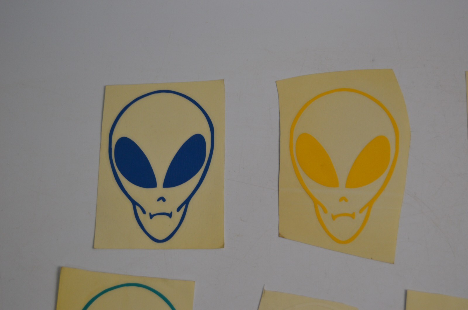 12 Vintage Alien Vinyl Decal Stickers Lot 1990's Space Carnival Collectibles