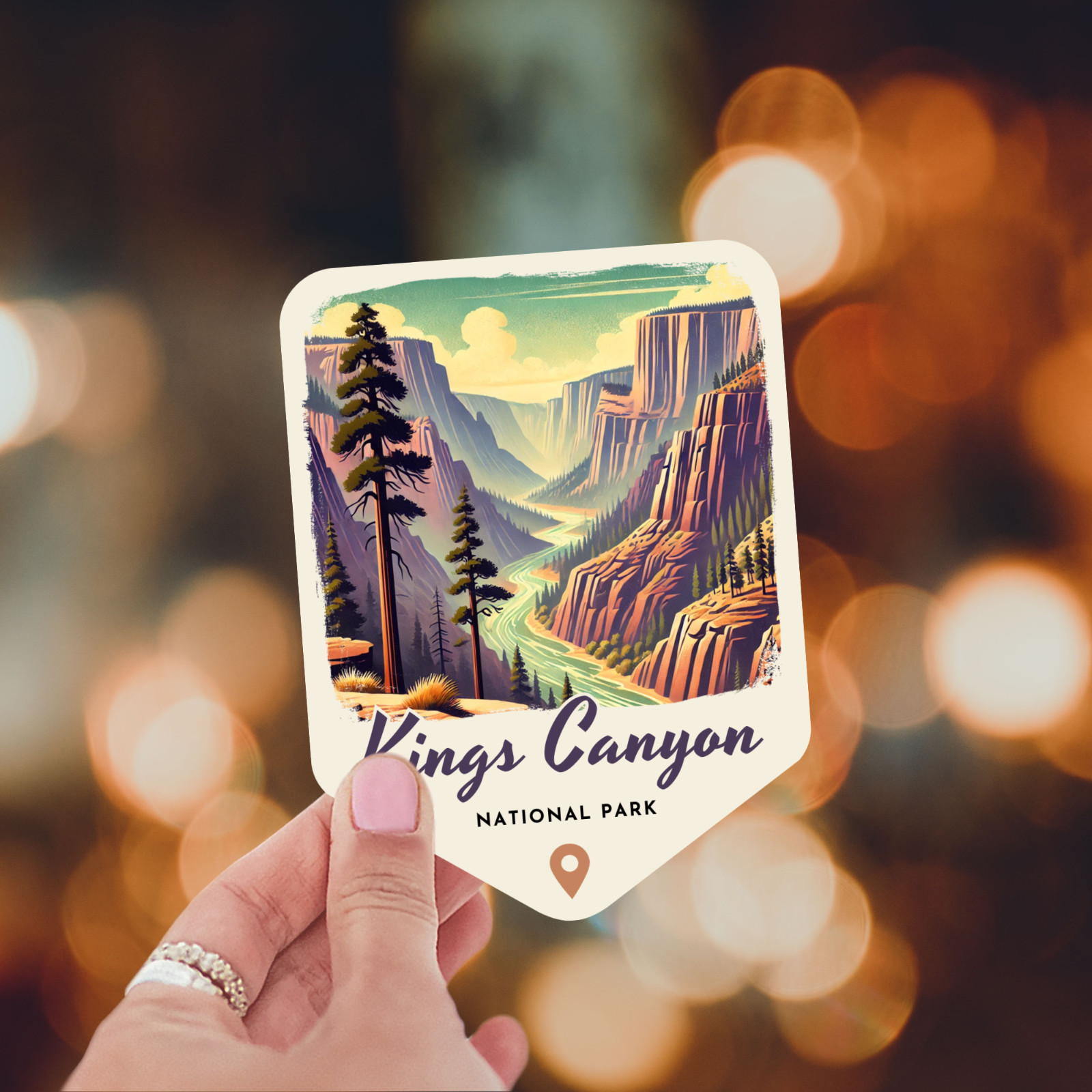 Kings Canyon National Park California Sticker Retro Style Waterproof Vinyl Decal