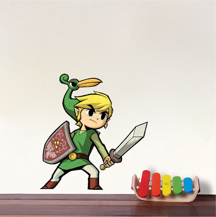 Zelda Cartoon Wall Decal Link Video Game Room Nintendo Mural Sticker Design, e13