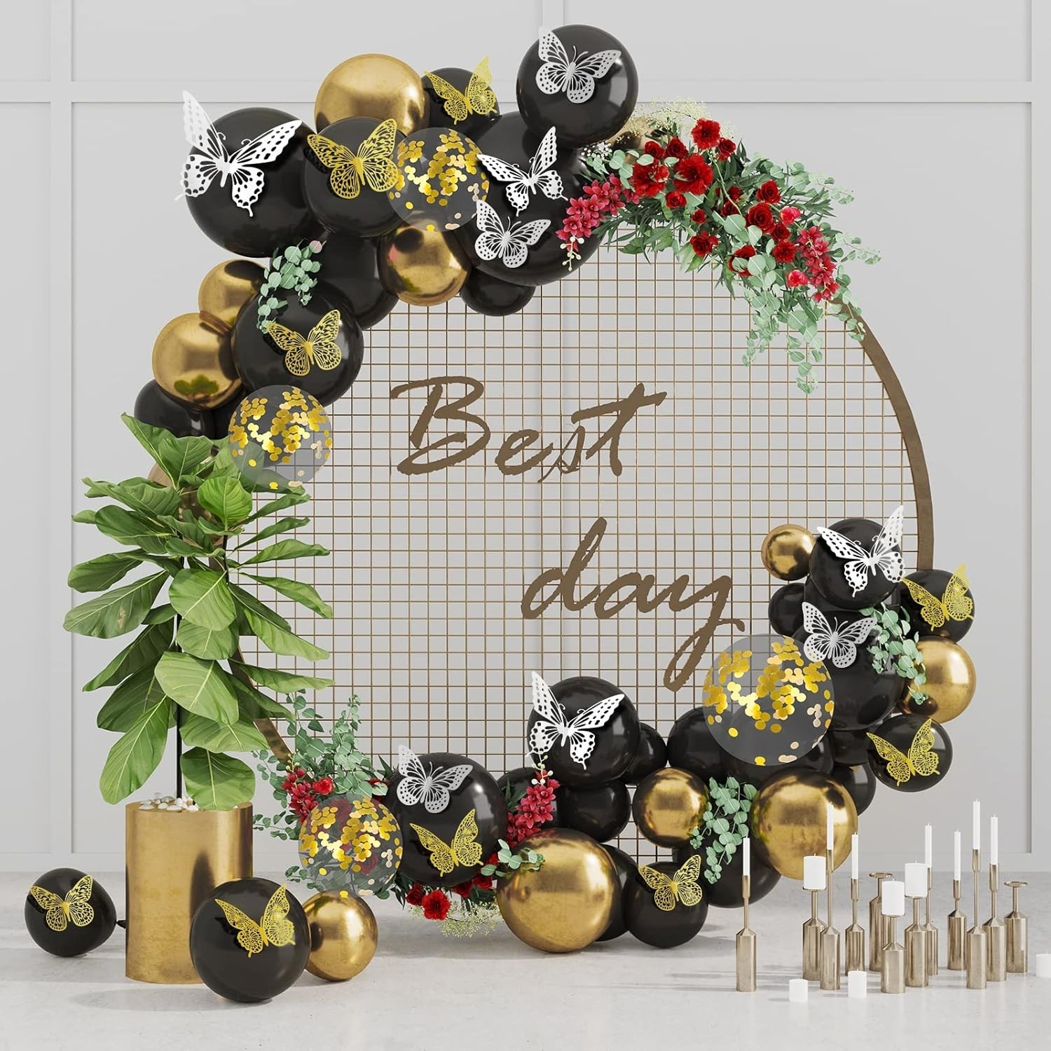 Festive Butterfly Wall Decorations – 48 Pcs in Gold & Silver, Perfect for Events