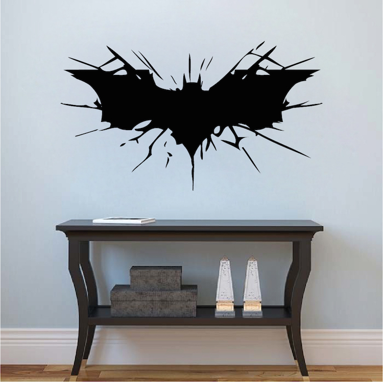 Batman Wall Decal, Dark Knight Wall Vinyl, Cracked Superhero Wall Sticker, a10