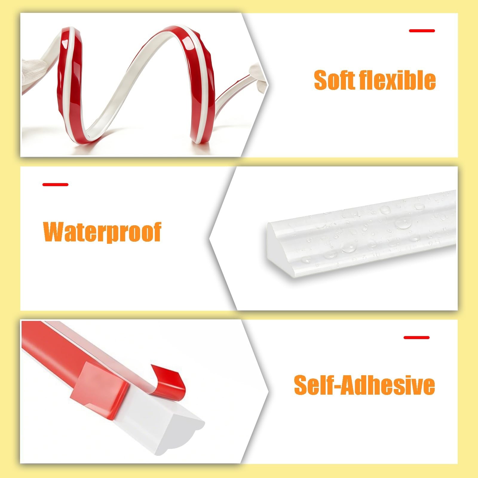 Flexible Peel and Stick TPE Wall Molding Trim 1/2" x 16.4ft Self-Adhesive Basebo