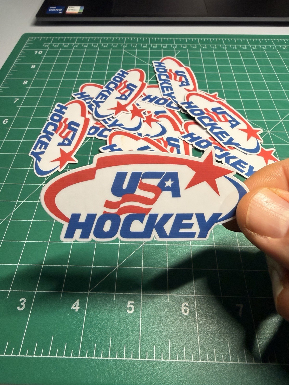 Team USA Hockey Logo – Laminated Vinyl Sticker – 4"x1.5" GOLD MEDAL