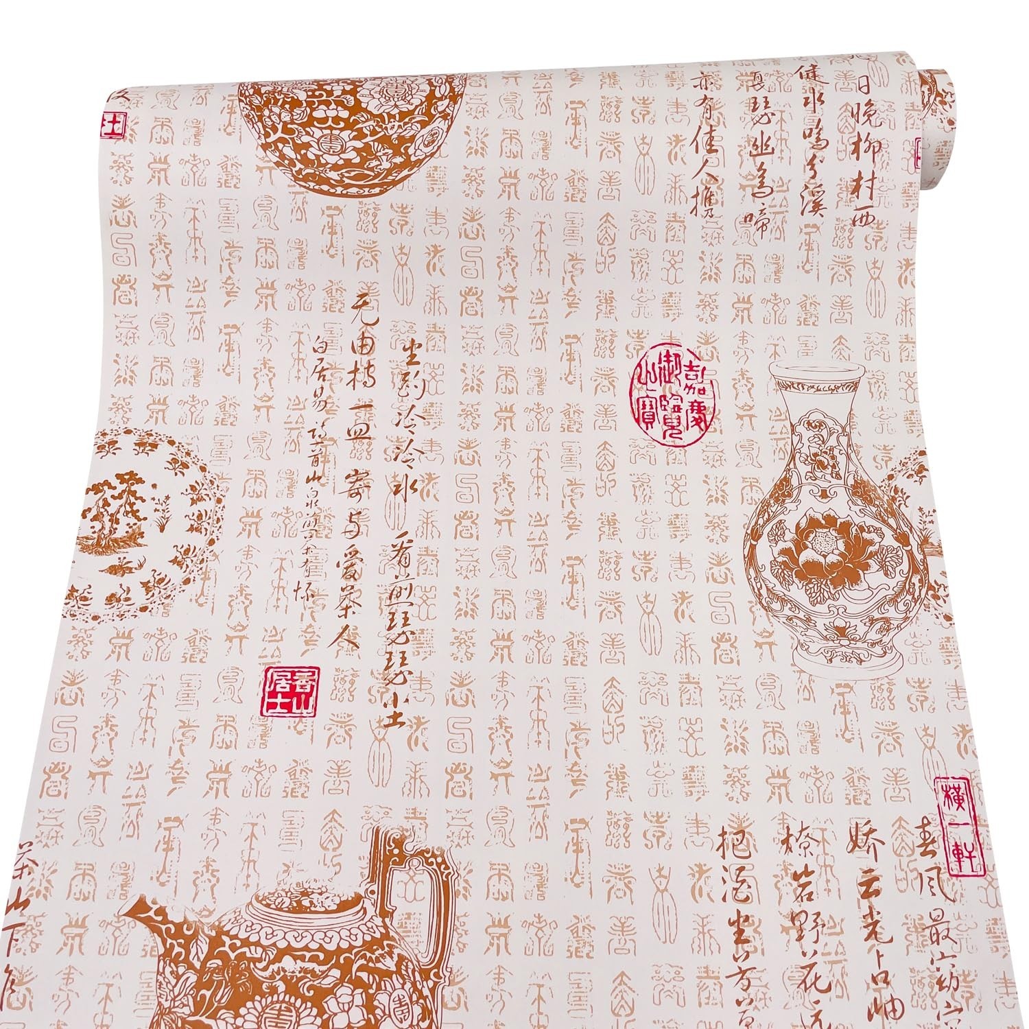 Chinese Style Tea Art Furniture Paper Self-Adhesive Calligraphy Shelf Liner B…