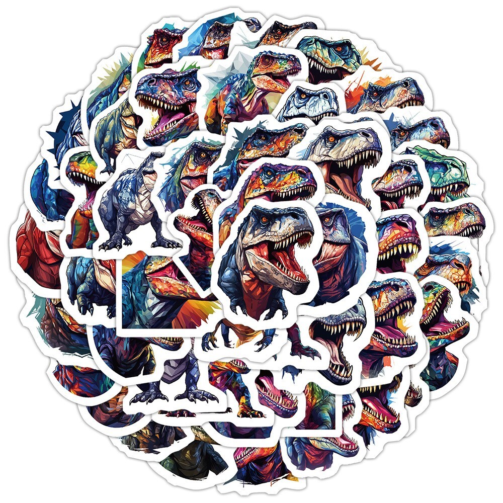 50pcs Waterproof Vinyl Stickers T-Rex Dinosaur Luggage Phone Laptop Water Bottle