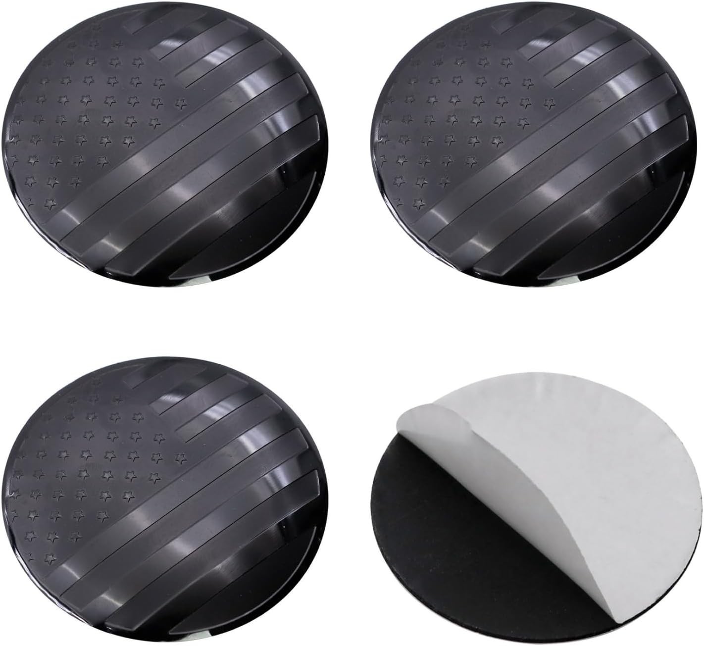 American Flag Wheel Center Caps Decal – 4PCs Custom 3.15 Inch 80mm Black