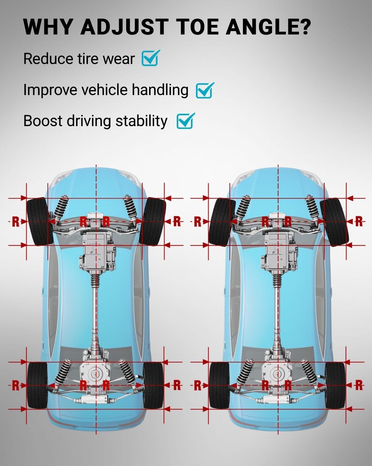 Upgraded Heavy Duty Wheel Alignment Tool Kit with Tape Measures, Stainless Steel