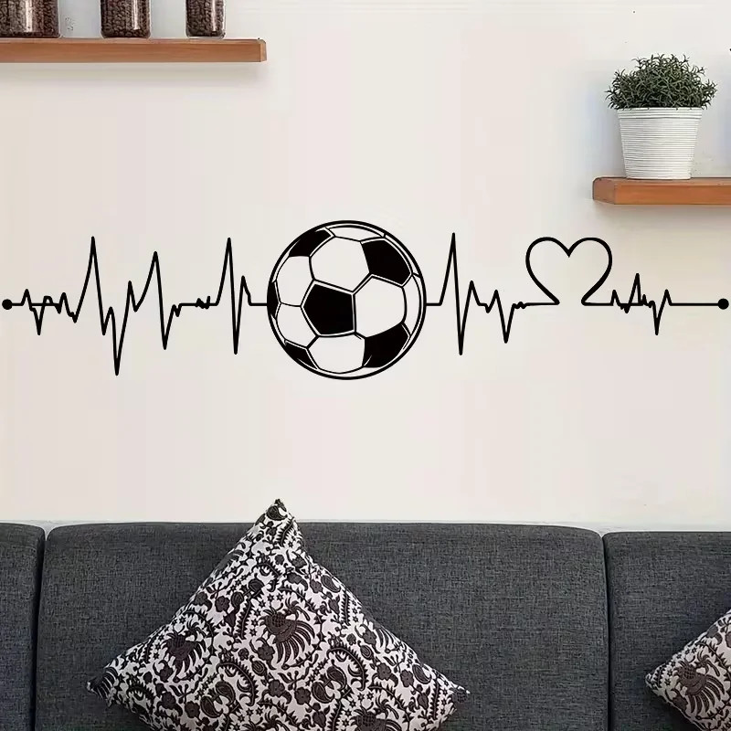 Contemporary Retro Football Sticker Wall Decal with Design Heart Patterns