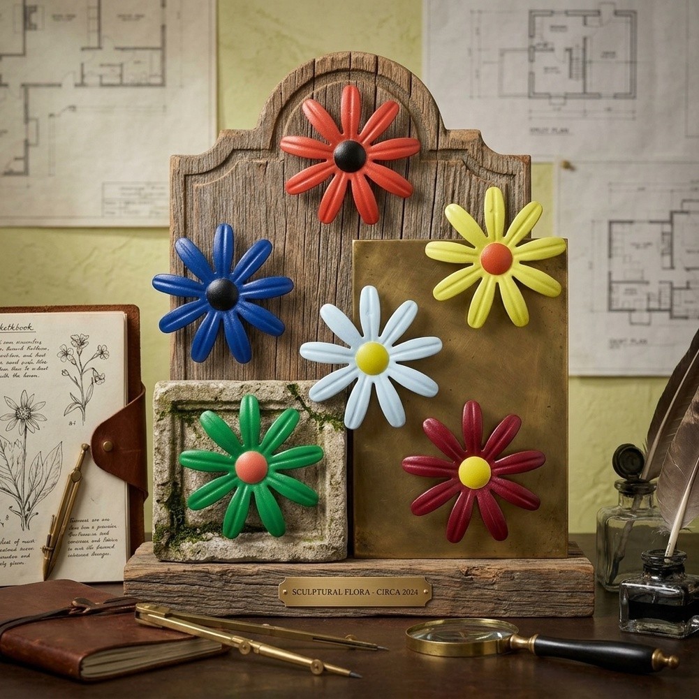 6pcs Iron Flower Wall Art Set Sturdy Metal for Garden Living Room Decoration