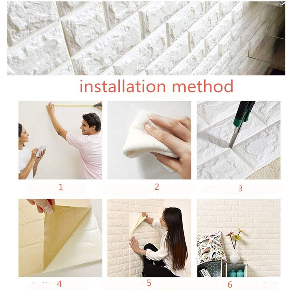 10PCS Large 3D Soft Tile Brick Wall Sticker Self-Adhesive Waterproof Foam Panel