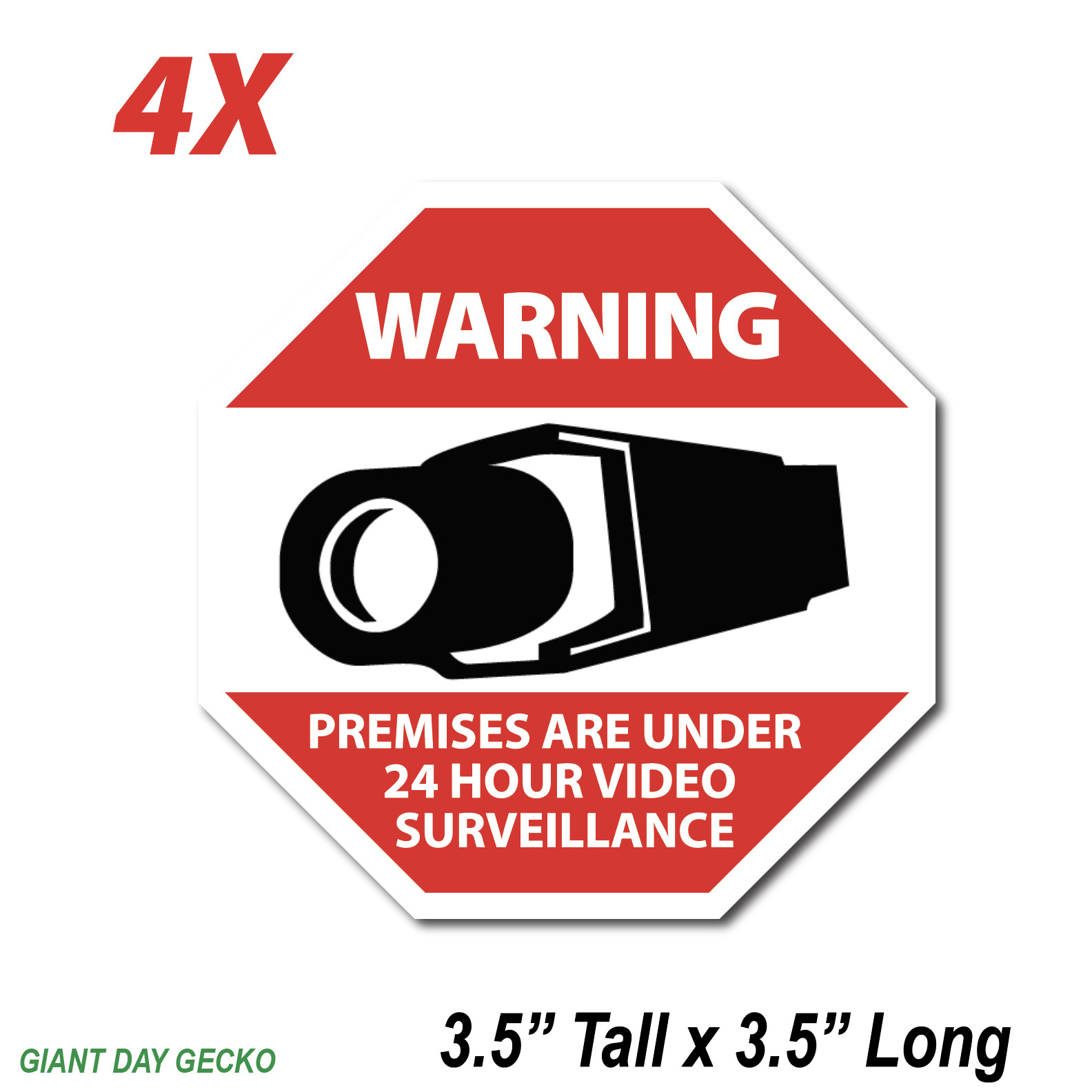 4X FOUR WARNING Surveillance Security car Laptop Wall Sticker Decal Stickers