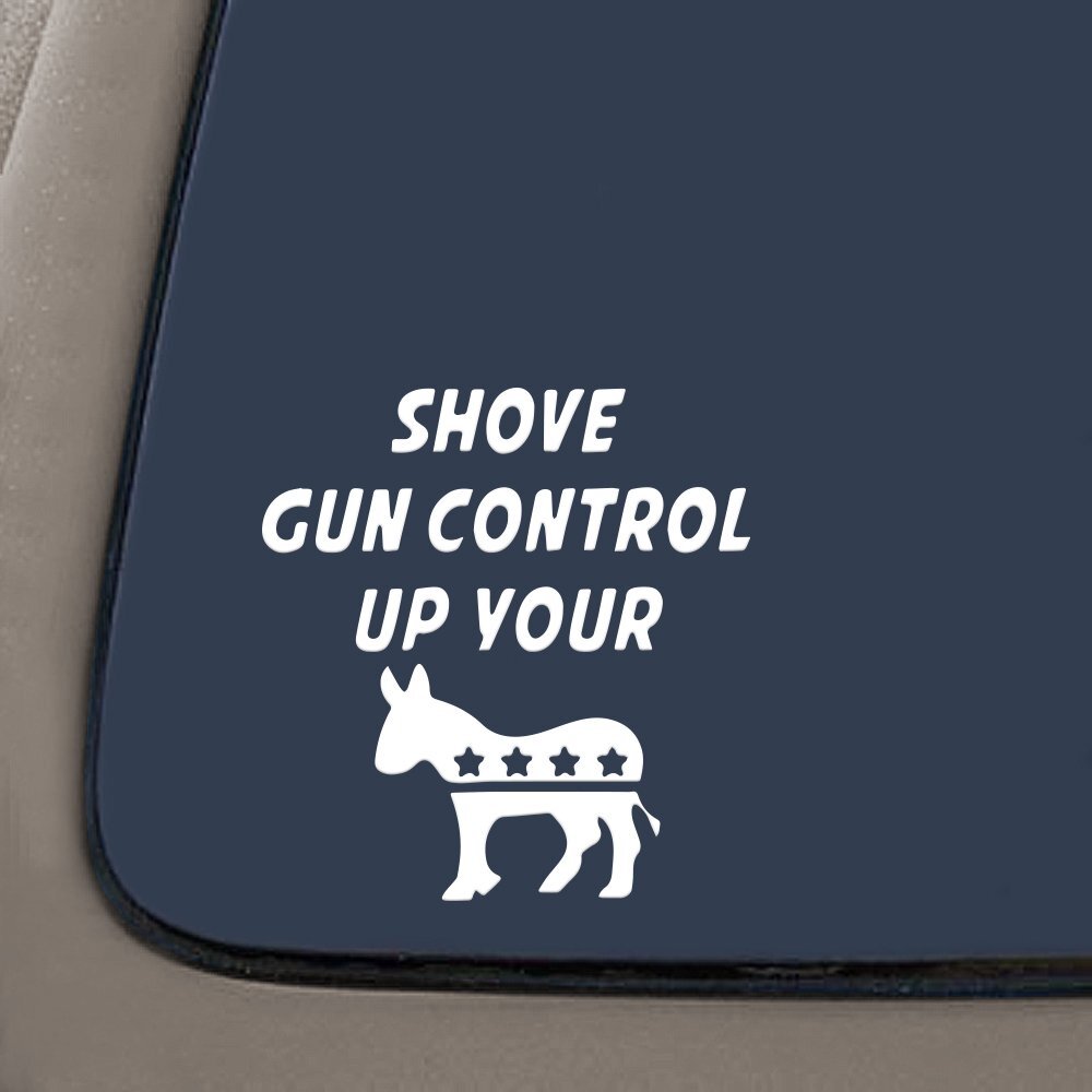 NI156 Shove Gun Control Up Your – 6 1/4"x 3 3/4" – Vinyl Die Cut Decal / Bumper
