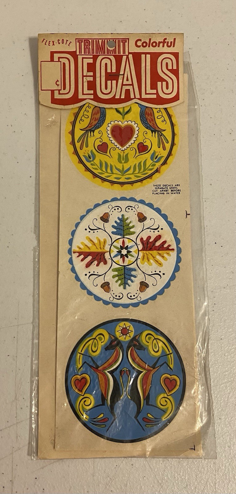 Vintage Impko Pennsylvania Dutch Flex-Cote Trimmit Decals Hex Signs Amish