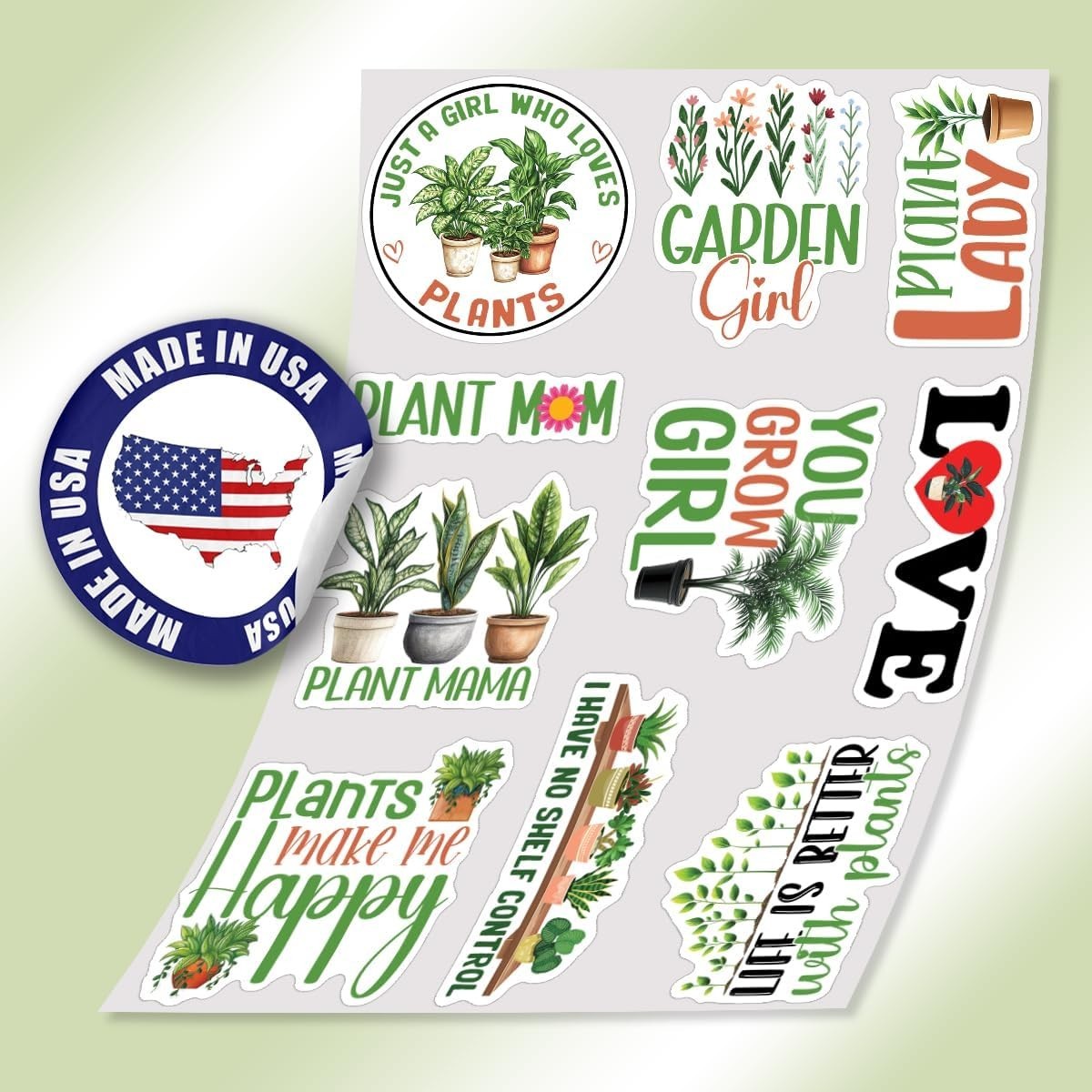 10pcs Plant Mom Sticker, Garden Girl, Plant Whisperer, Cute Plant Pot for Lover