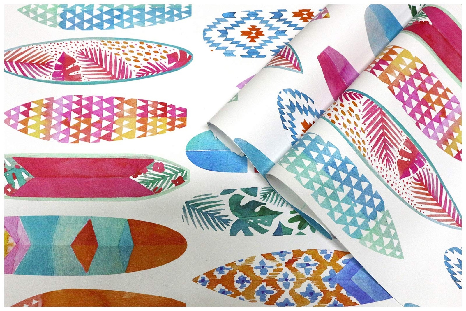 HAOKHOME Peel and Stick Surfboard Wallpaper Fancy Trellis White/Pink/Blue Rem…