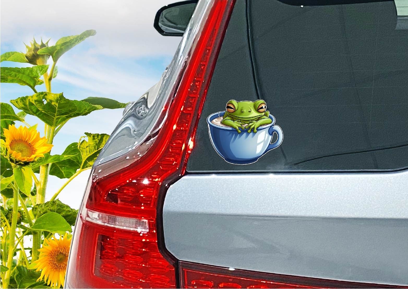 Frog in Coffee Cup Decal Sticker Caffeine First Tree Bull Toad Amphibian Love