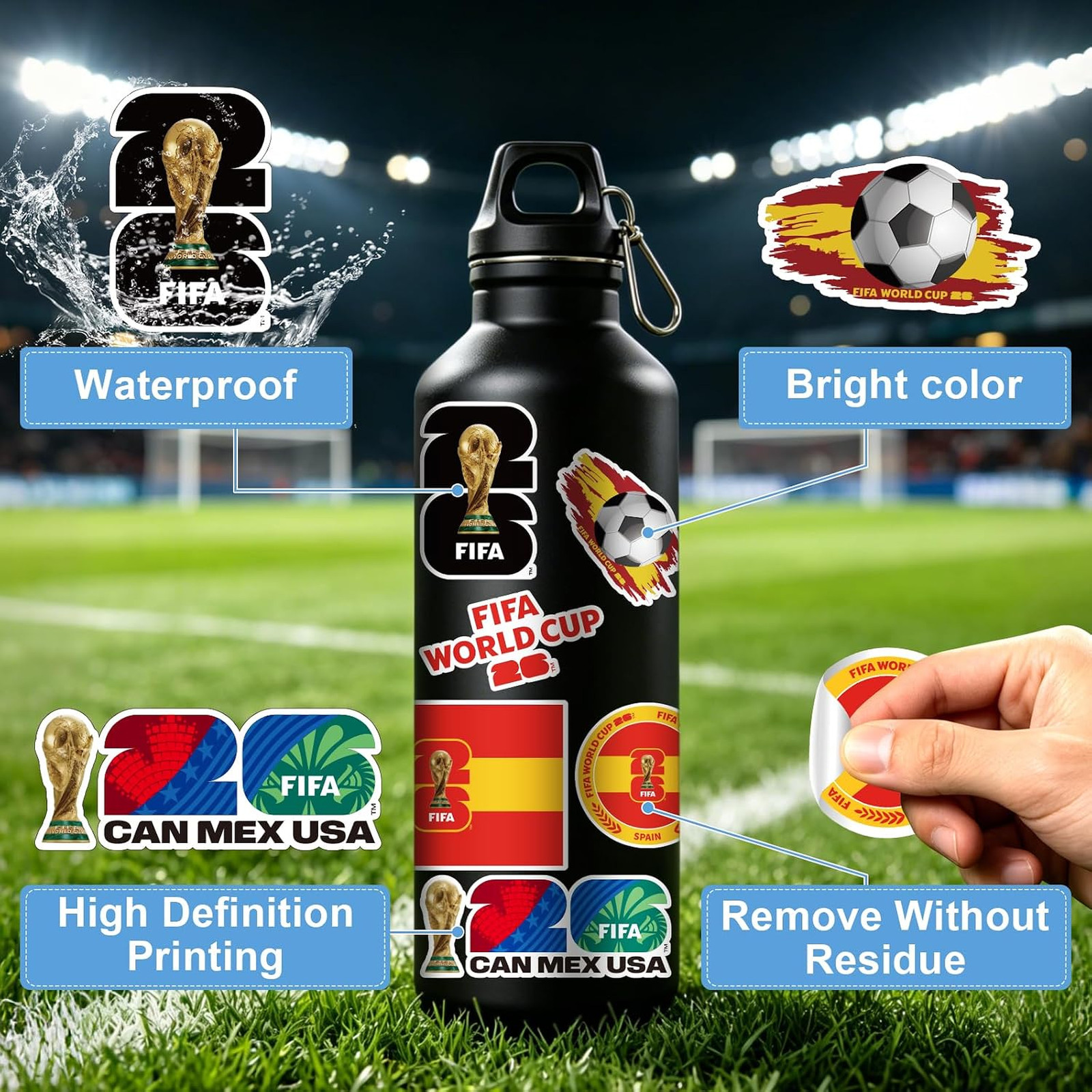 Fifa World Cup 2026 Official Licensed Spain Sticker Collection Waterproof Vinyl