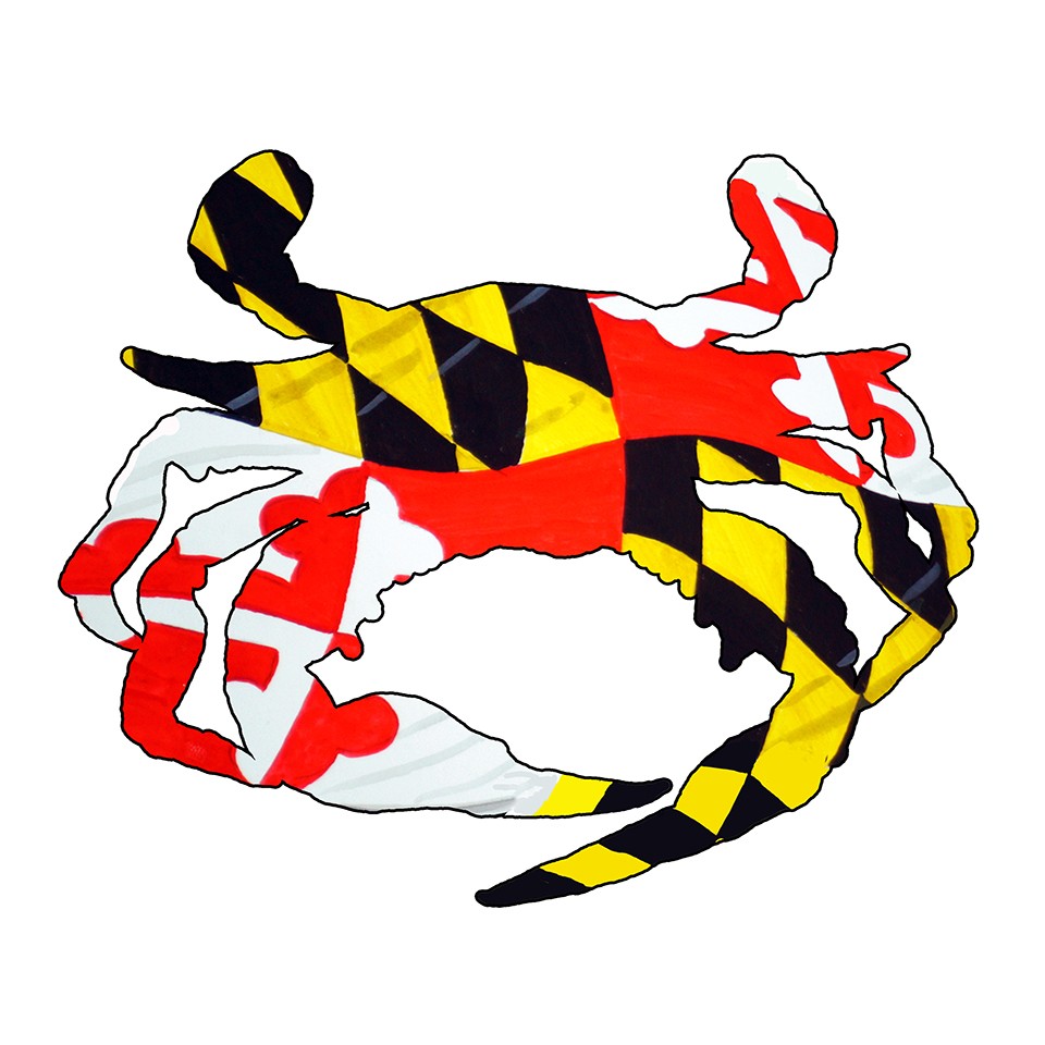 Decal Vinyl Sticker Maryland Flag Blue Crab Made in USA