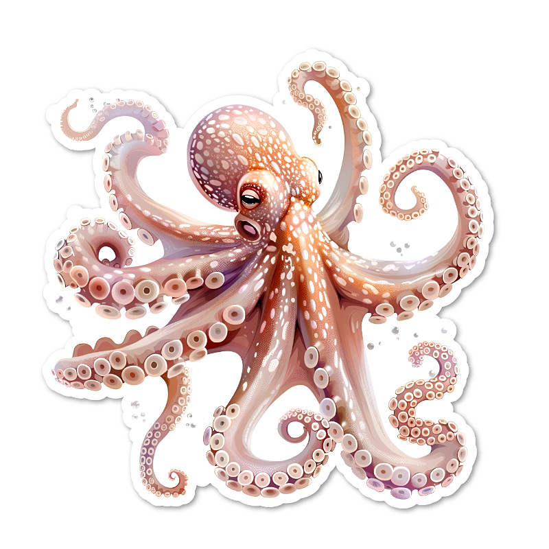 Octopus, Sealife, Vinyl Sticker, Water Resistant, Indoor Use, 2 Sizes