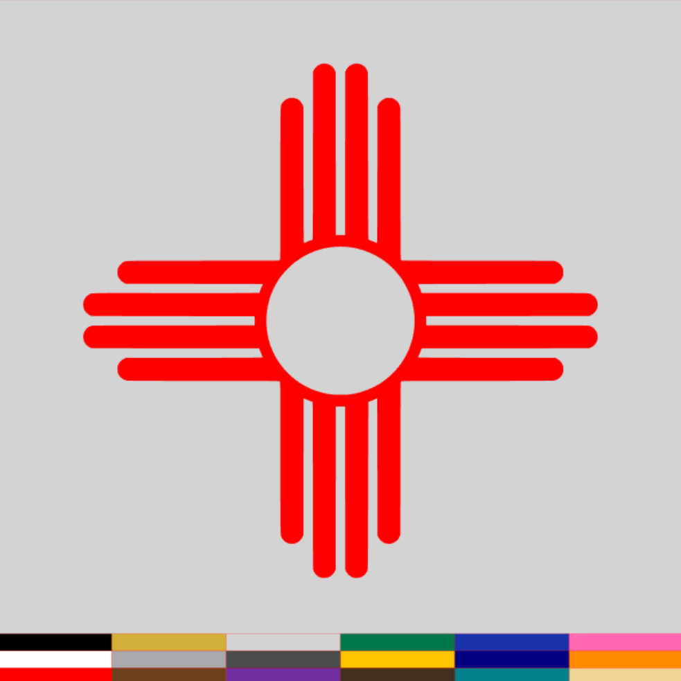 New Mexico Zia Symbol Decal PICK SIZE COLOR Vinyl Sticker Pueblo Sun State Flag