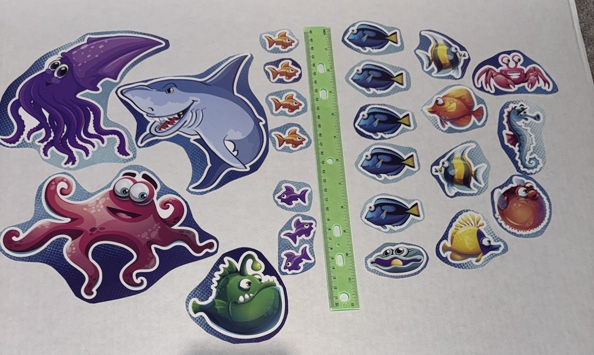 24 Ocean Themed Decal Stickers Small To Large Shark Fish Octopus Squid For Wall